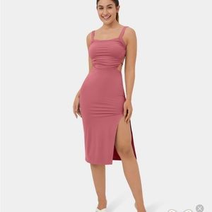 Halara Ruched Split Backless Crisscross Lace Up Bodycon